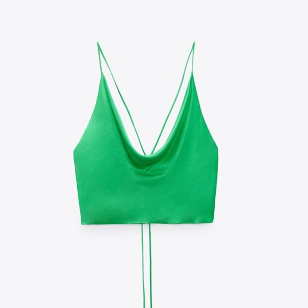 Green Satin Effect Zara Top